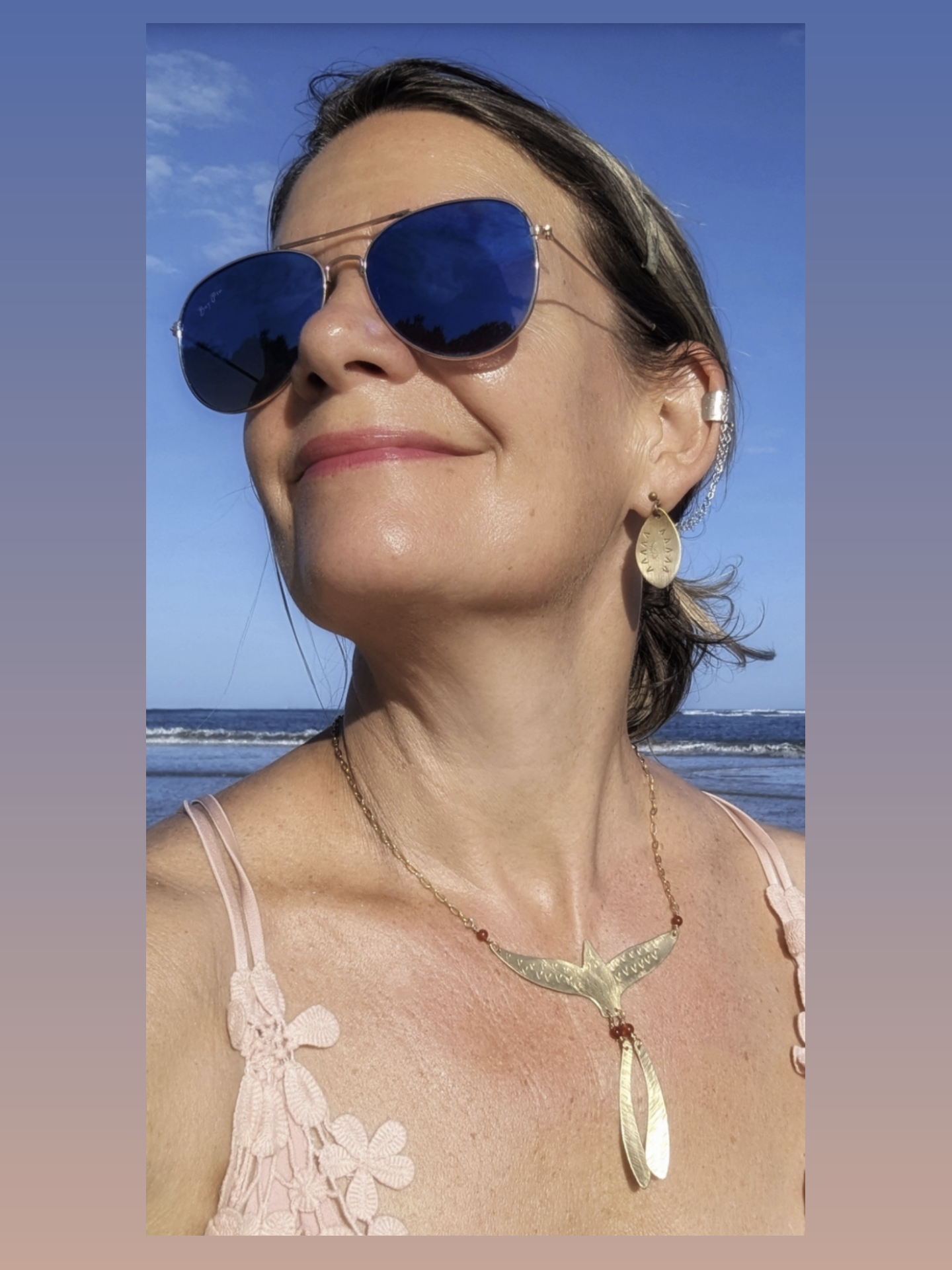 Golden phoenix hammered metal art necklace